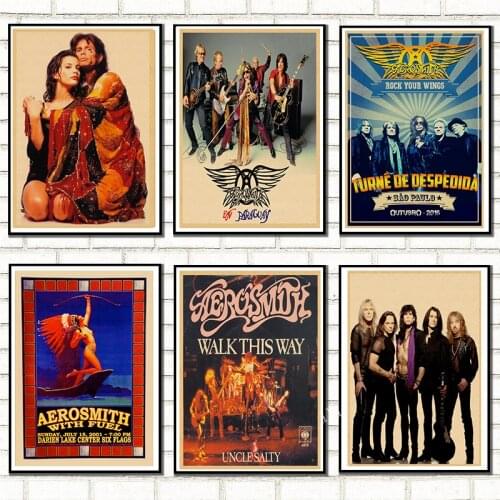 Rock Aerosmith Band Music Kraft Paper Retro Poster Bar Western Restaurant Decorative Painting