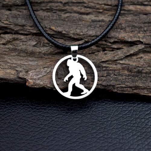SanLan 1pcs stainlesws steel bigfoot necklace camping jewelry Sasquatch Gift