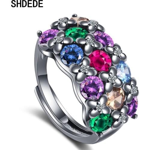 SHDEDE New Fashion CZ Rhinestones 925 Sterling Silver Ring Bridal Wedding Jewelry Embellished With Crystals From Swarovski -X348
