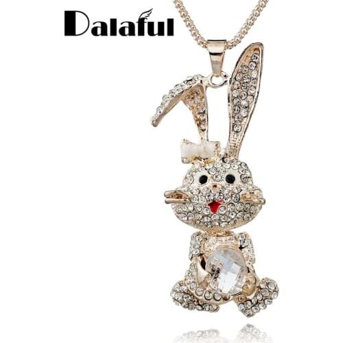 Pretty Chic Bowknot Rabbit Shining Crystal Long Chain Sweater Necklaces & Lovely Pendants Necklace For Women M200 New