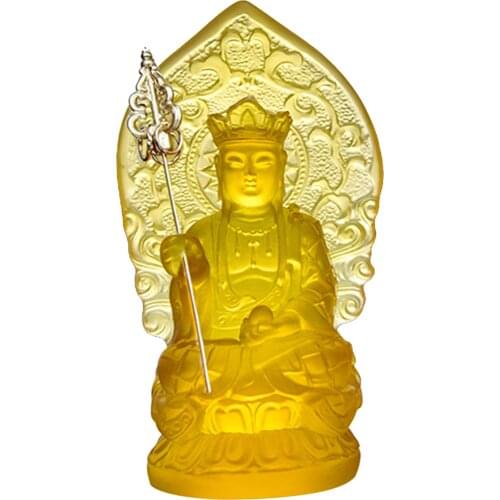 Statue Transcendent Ksitigarbha Buddha Wisdom Sculpture East Asian Figurine