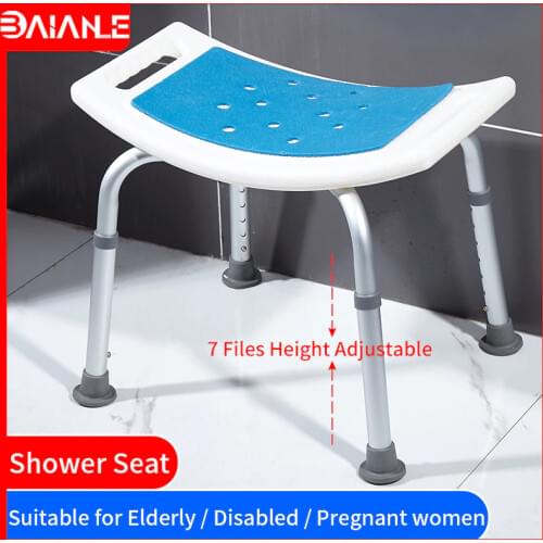 Toilet Stool Bathroom Shower Stool Adjustable Height Shower Chairs for Elderly Disabled Kids Shower Seat Safety Shower Bench