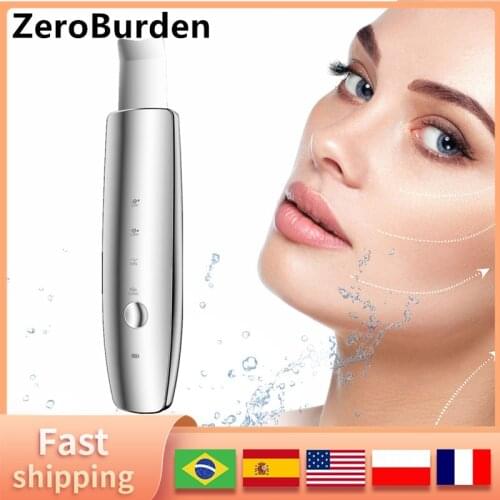 Ultrasonic Skin Scrubber Blackhead Remover Deep Face Cleaning Lift Beauty Machine Vibration Face Spatula Facial Cleaner 2021