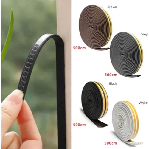 5 Meter D Type 9X6mm Foam Weather Draught Excluder Self Adhesive Window Door Seal Strip Window Accessories Dusting Sealing Tape
