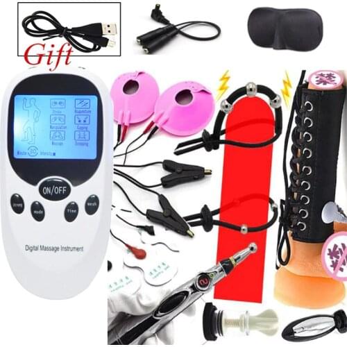 USB Charging Host,BDSM Electro Shock Vagina Pen,Electro Stimulate Penis Ring Anal Plug Nipple Clamp/Pad,SM Sex Toy For Women Men