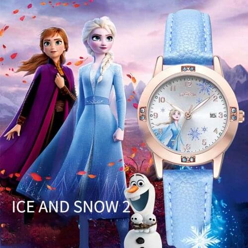 Frozen waterproof Fashion Cartoon Watch Cute Kids Mickey Mouse Watches Children Boys Girls Pu Leather Quartz WristWatch Clock