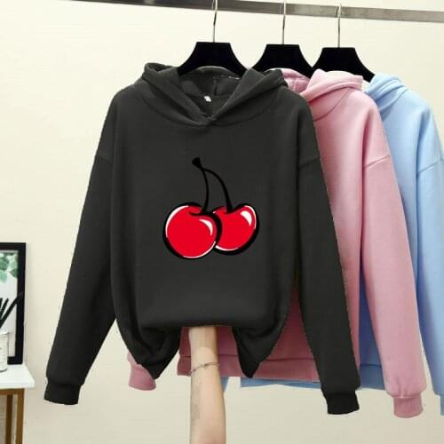 Autumn Winter Plus Velvet Hoodies Women Long Sleeve Loose Casual Korean Harajuku Print Hooded Sweatshirt Female Pullover Top