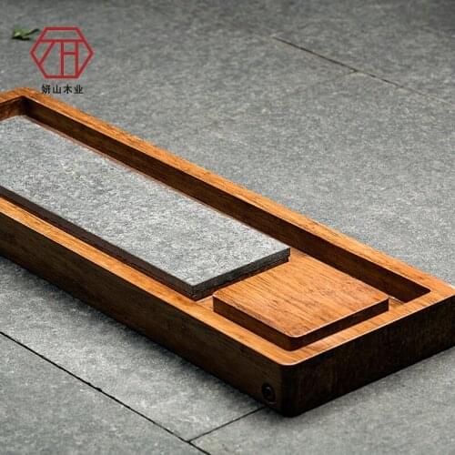 Zong bamboo / wood tea large black stone tea tray along the new Chinese manufacturers wholesale