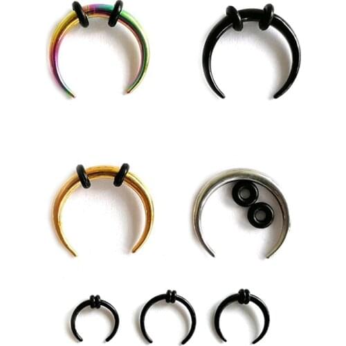 1PC Surgical Steel OX Horn Nose Septum Hoop Ring Vintage Septum Clicker Horseshoe Nose Piercing Ear Taper 16G 14G Body Jewelry
