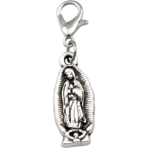 100pcs/lots Virgin Mary Floating Lobster Clasps Charm Beads Zinc alloy Fit Charm Bracelet Religion DIY Jewelry 8.5x36mm
