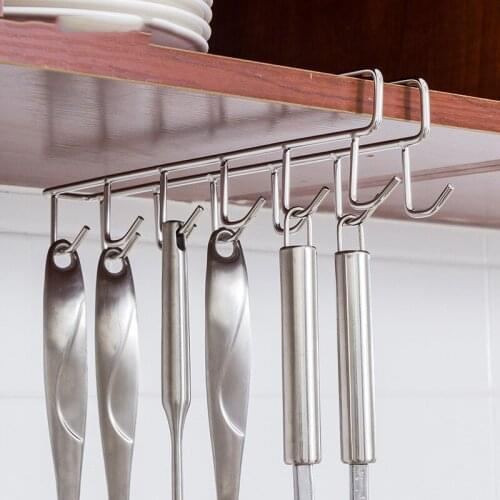 12 Hooks Stainless Steel Closet Hanging Rack Kitchen Bathroom Bedroom Accessories Storage Shelf Cups Organizer Cutlery Container