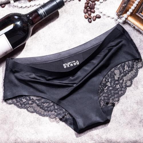 2 Pcs / lot Women Sexy Underwear Hollow Briefs breathable Transparent Panties for women Cotton Crotch Womens Lace Panties