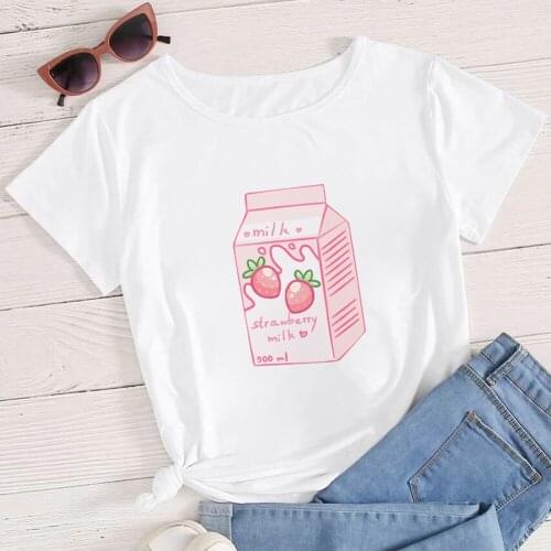 2021 New Fashion Short Sleeve Strawberry Juice Printed Plus Size T-shirts Casual Round Neck Personalized Riverdale T Shirt