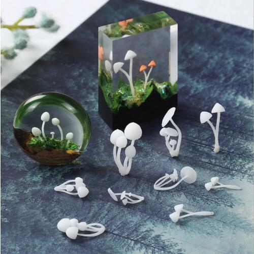 3pcs Mixed Mushroom Film DIY Resin Pendant Jewelry Stuff Mini 3D Micro Landscape Handmade Craft UV Epoxy Molds Charms Fillings