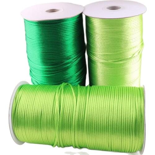 1.5mm Chinese Knot Braided Rope Green Silk Macrame Satin Cord Weave Jewelry Findings Beading Decorative Thread Handmade DIY