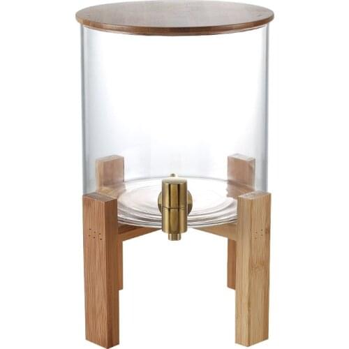 Natural bamboo heat-resistant water bottle glass juice tank with faucet household beautiful wine ware