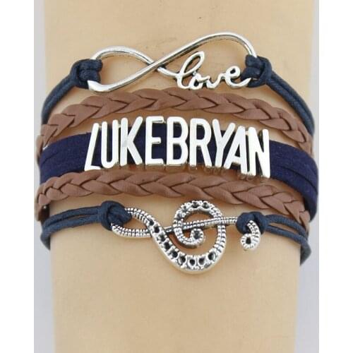 10PC/lot Infinity Love music Sacred Heart Lukebryan bracelet note charm leather wrap hobby bracelets & bangles women men jewelry
