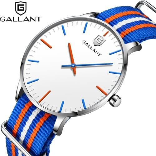 Mens Watch Mens Wristwatch Quartz Watch Nylon Strap Watch Minimalist Waterproof Watch for Men Teenager Gift - Orange Blue White