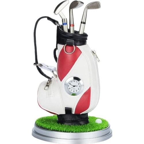 3pcs Mini Golf Pen Holder Golf Ballpoint Pen Desk Clocks Watches Accessories & School Supplies Decorr Gift HQ