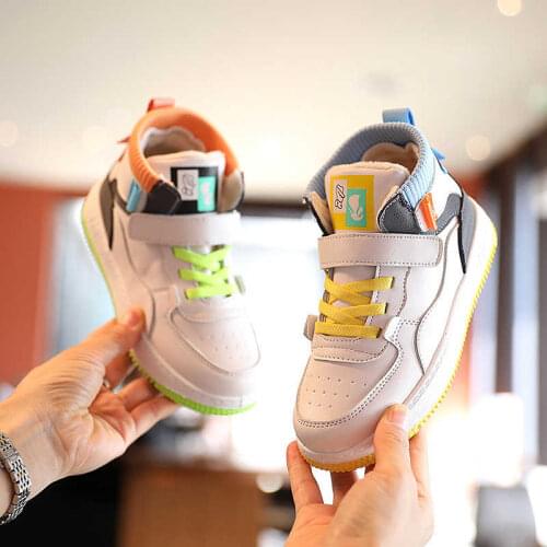 Children sports shoes autumn spring new little girls boys sneakers plus velvet children warm winter cotton sneakers