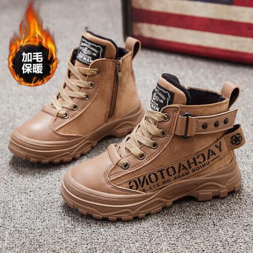 Children Winter Boots For Boys Girls Shoes 2020 New Genuine Leather Kids Martin Boots School Shoes Plush Warm Kids Snow Boots