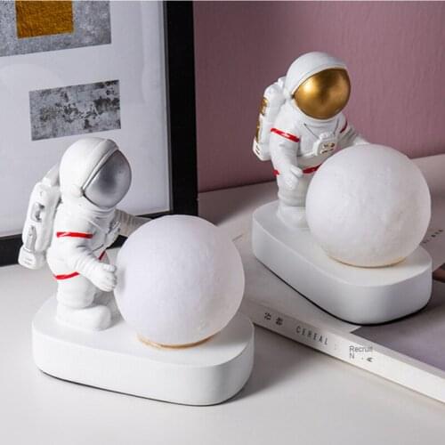 European Astronaut Statue Decoration Room Decor Living Room Office Accessories Character Night Light Ornaments Desktop Art Gift