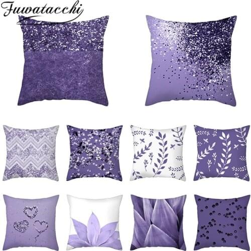 Fuwatacchi Geometric Purple Cushion Cover Flower Petal Pillow Cover for Home Sofa and Seat Decorative Throw Pillow Cases 45x45cm