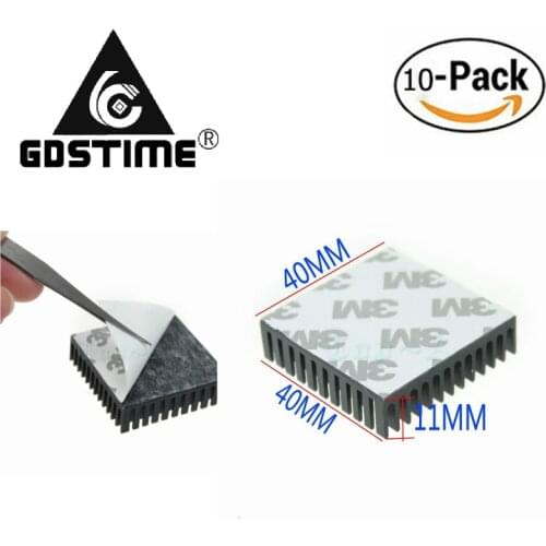 Gdstime 10 pcs 4cm 40x40x11mm Black Extrude Aluminium heatsink High Quality IC Chip Heat Sink Radiator 40mm x 11mm