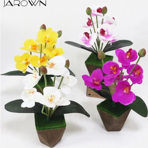 JAROWN Artificial Orchid Potted Plants Simulation Landscape Real Touch Feel Latex Butterfly Orchid Wedding Decoration Flowers