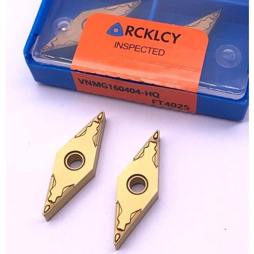 10pcs RCKLCY High quality Carbide tool VNMG160404 HQ FT4025 external metal CNC Continuous cutting Carbide inserts For steel