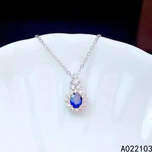 KJJEAXCMY fine jewelry 925 Sterling Silver inlaid natural sapphire Chinese style popular elegant plant girl GEM PENDANT support