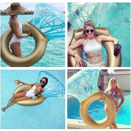 170X120 Water sports romantic party or beach swim circle Inflatable Diamond Ring Swimming Ring Adult Floating Bed