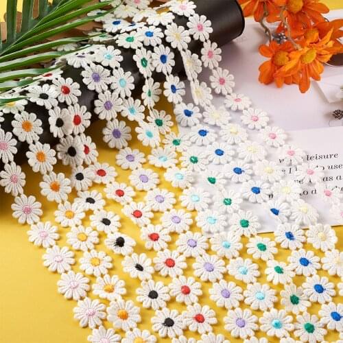 10yards/set 10 colors Daisy Pattern Polyester Lace Trim Mixed Color Supplies for Necklace Bracelet Keychain Making Accessories