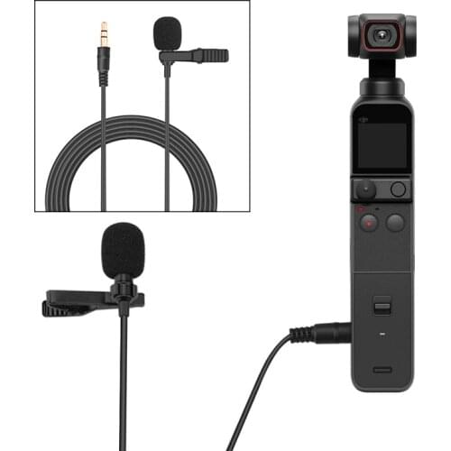 3.5mm Mini Portable Clip-on Lapel Condenser Microphone Wired Mic for DJI Pocket 2 Do-It-All Handle Gimbal Camera Accessories