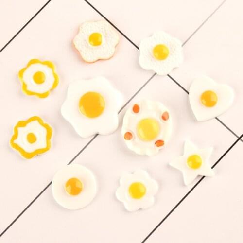 Soft omelette flower egg diy mobile phone shell accessories resin food play flatback cabochon diy children hair rope material
