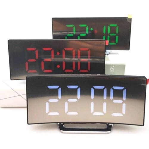 2pcs Table Alarm Clock LED Digital Alarm Clock Mirror Clock for Bedroom Red
