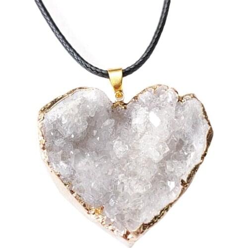 Natural Crystal Agate Stone Pendant Links Healing Chakra Gemstone Charm Stone