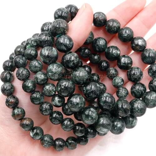 Natural Seraphinite Round Loose Bead clinochlore stone bracelet not treatment For Jewelry Making DIY design