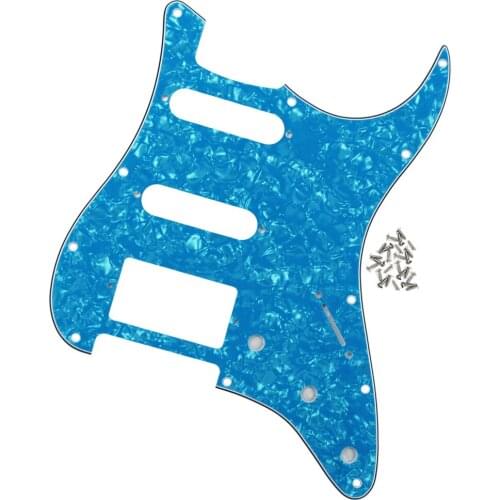 NEW HSS Guitar Pickguard Scratch Plate Sky Blue Pearl 4Ply For FD Strat SSH 11 Hole Guitar