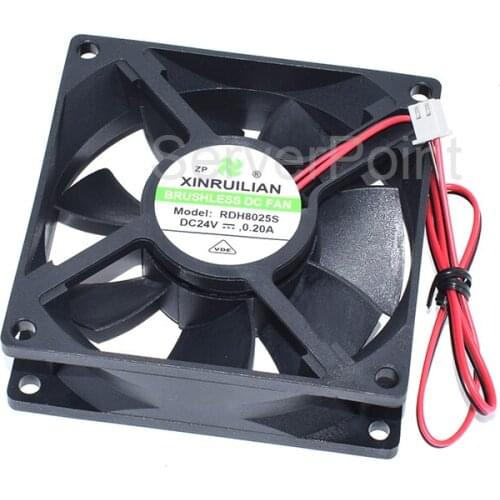 Original RDH8025S DC24V 0.20A 80 * 80 * 25mm 2-Pin Square Server Cooling Fan Well Tested