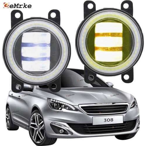2X Led Angel Eye DRL for Peugeot 308 T9 2013 2014 2015 2016 2017 2018 2019 LED Fog Lights Lamp Lens Daytime Running Light