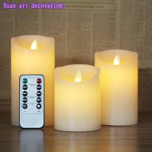 Paraffin LED electronic candle lamp remote control 3 pieces wedding props restaurant decoration scene decoration hotel home