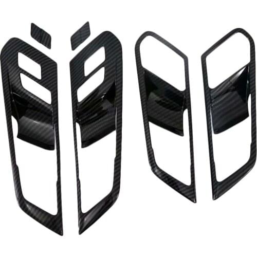 Fit For BMW X5 G05 2019 2020 Carbon Fiber Inner Door Handle Trim Cover Molding Frame Protector Garnish Accessories