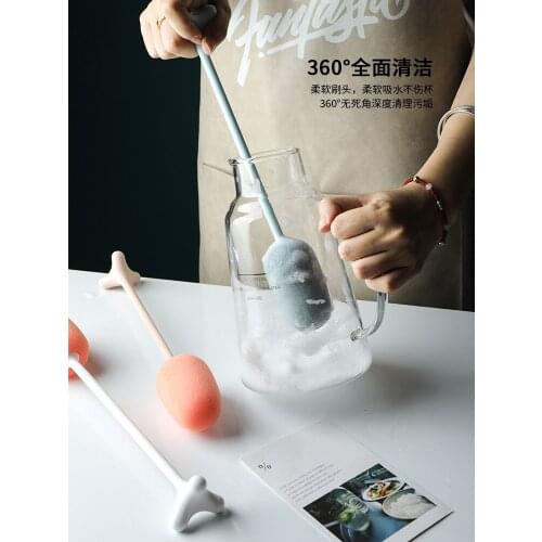 Simple And Creative Stand Cup Brush Long Handle Water Cooler Sponge Bottle Kitchen Cleaning