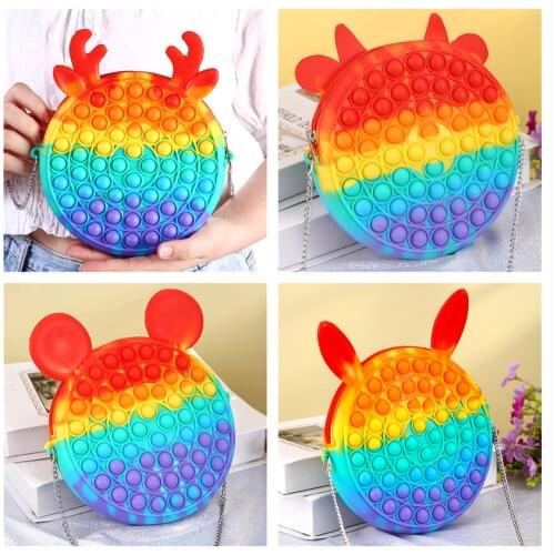 Rainbow Silicone Bag Push Bubble Reliver Stress Antistress Autism Puzzle Relaxing Decompression Toy Adult Children Sensory Game