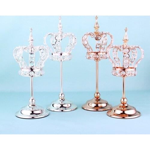 Silver/Gold Crown Candle Holder Fashion Hollow Iron Candlestick Birthday Gift Ornaments Home Decorations