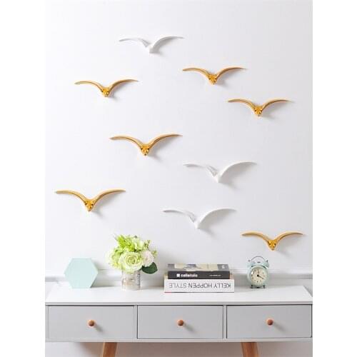 Modern 3D Ceramic Goose Wall Hanging Bird Ornaments Home Livingroom Background Wall Mural Decoration Hotel Wall Sticker Crafts