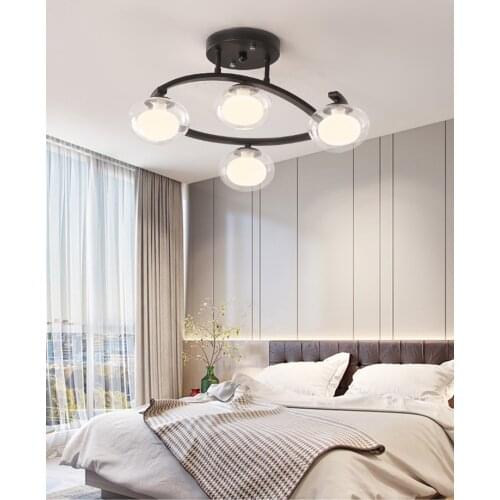 Nordic LED Chandelier Lighting Black for Bedroom Foyer Living Room Dining Kitchen Modern Glass Ball Bubble Ceiling Hanging Lamp