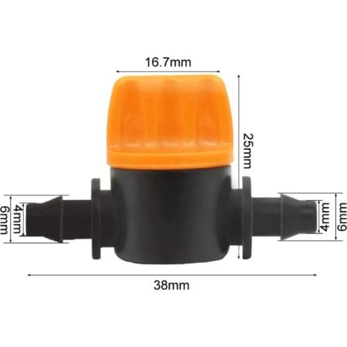 10PCS Mini Plastic 4/7mm Micro Hose Garden Double Barbed Water Flow Control Shut Off Miniature Valve Drip Irrigation Fittings