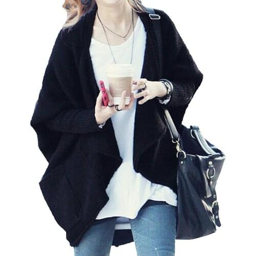 2019 Spring Autumn Batwing Sleeve Knitwear Cardigan Women Knitted Sweater Cardigan Female Elegant Casual Solid Jumper Coats D33